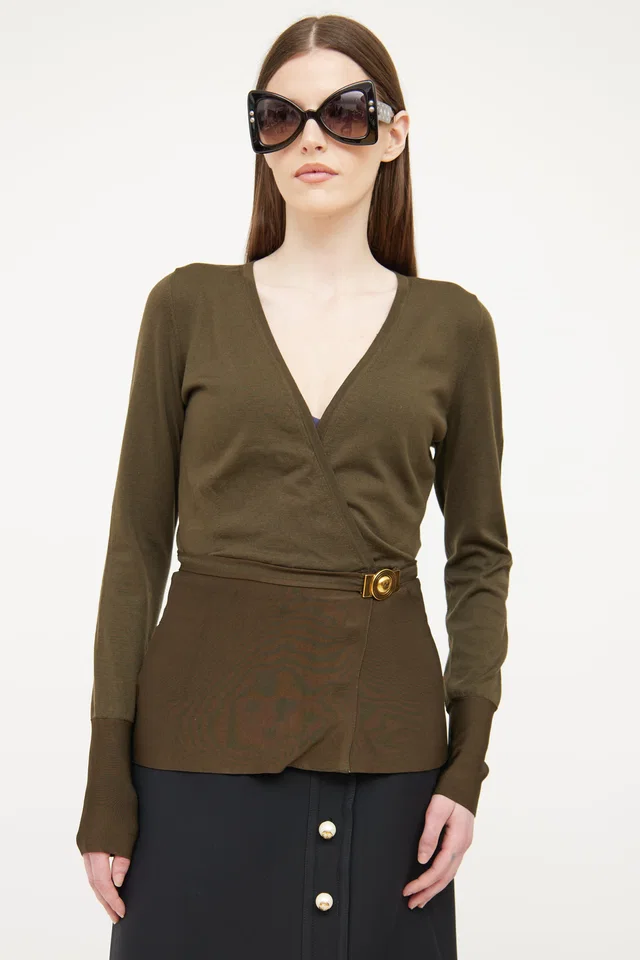 Gucci 2008 Belted Cardigan in Wool from VSP Consignment