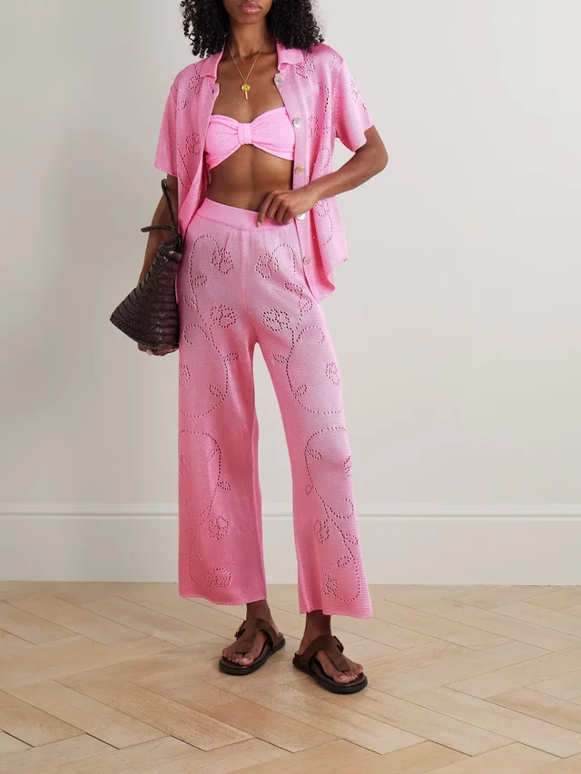 CALLE DEL MAR Ivy pointelle-knit shirt in Pink, photo 2 of 2 from NET-A-PORTER (Canada)