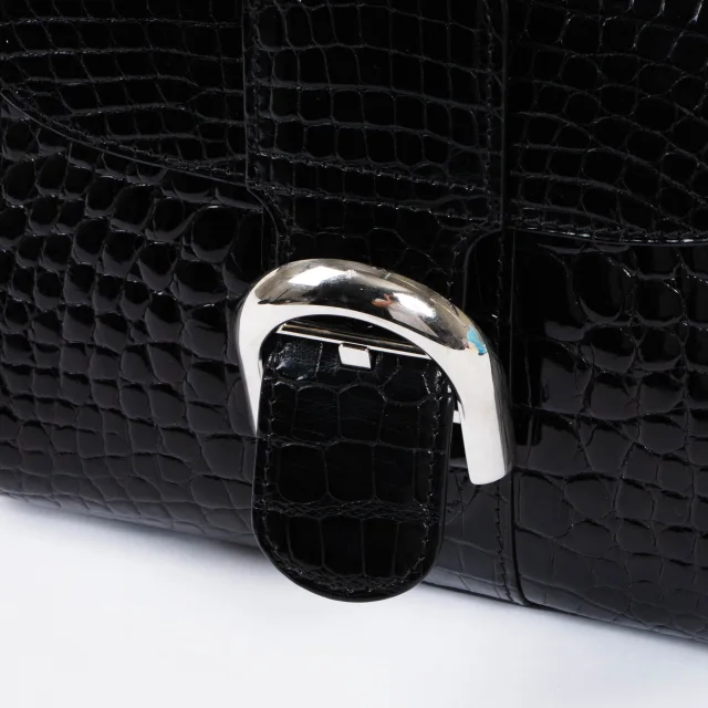 Delvaux Black Shiny Alligator Brillant Mini Bag in Black Crocodile from Labellov, photo 6 of 13