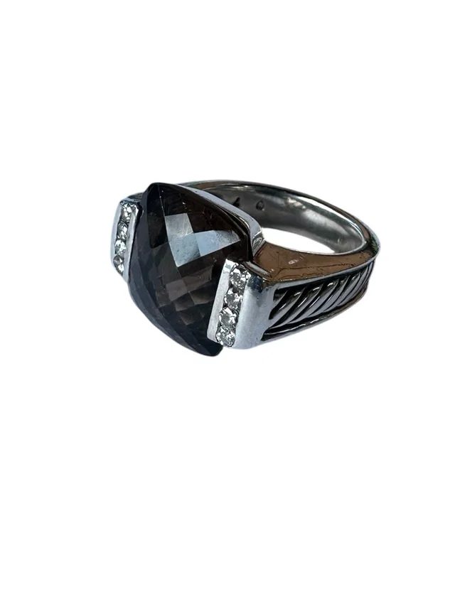 David Yurman Silver Diamond Deco Smoky Quartz Ring Size 7 in silver|black|gray from Poshmark