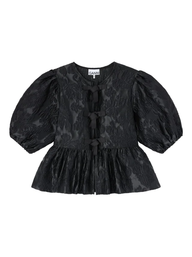 satin peplum tie blouse