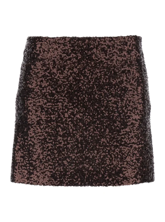 Brown Fabric Skirt with All-Over Sequins for Women in Brown, image 1 of 1 from Gaudenzi Boutique