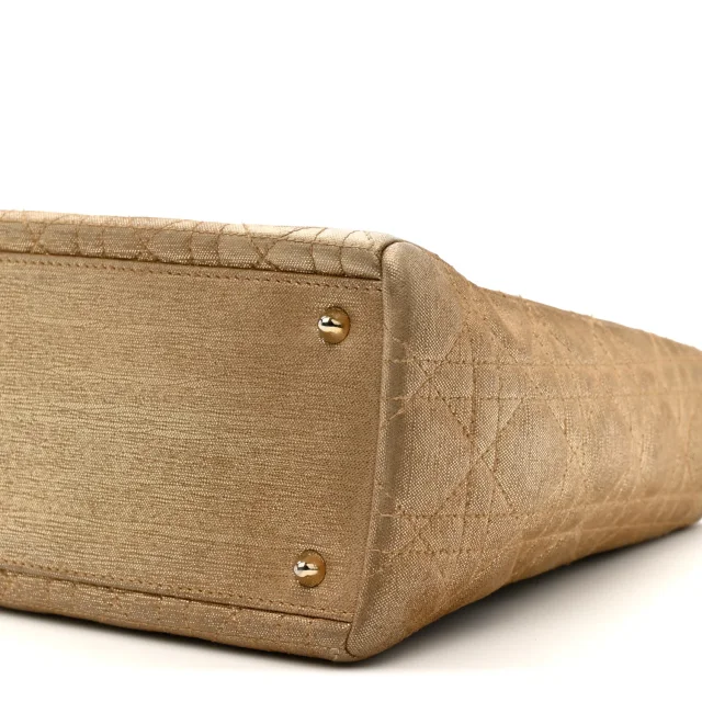 Metallic Nylon Cannage Medium Lady Dior Gold in Gold Nylon from FASHIONPHILE, photo 10 of 12
