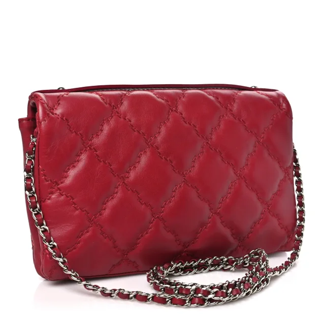 Chanel Quilted Double Stitch Hamptons Clutch in Red Calfskin from FASHIONPHILE, photo 3 of 12