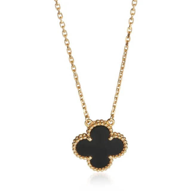 Van Cleef & Arpels Onyx Vintage Alhambra Pendant in yellow|gold from Jomashop.com
