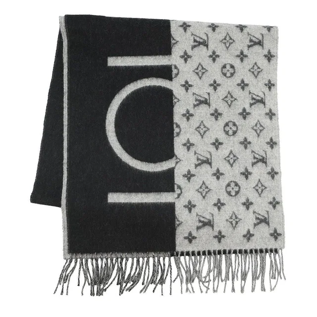 Scarf LV Split Cashmere Monogram Black Noir in Black Cashmere from The Reluxe