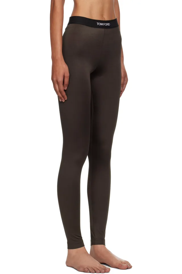TOM FORD Brown Lustrous Jersey Signature Leggings, photo 2 of 4 from SSENSE
