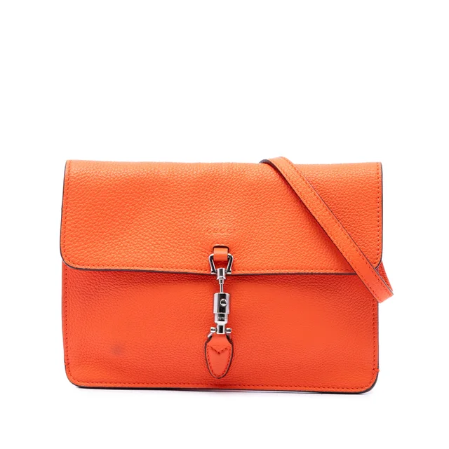 Orange Gucci Calfskin Soft Jackie Convertible Crossbody in Orange Calfskin from Designer Revival