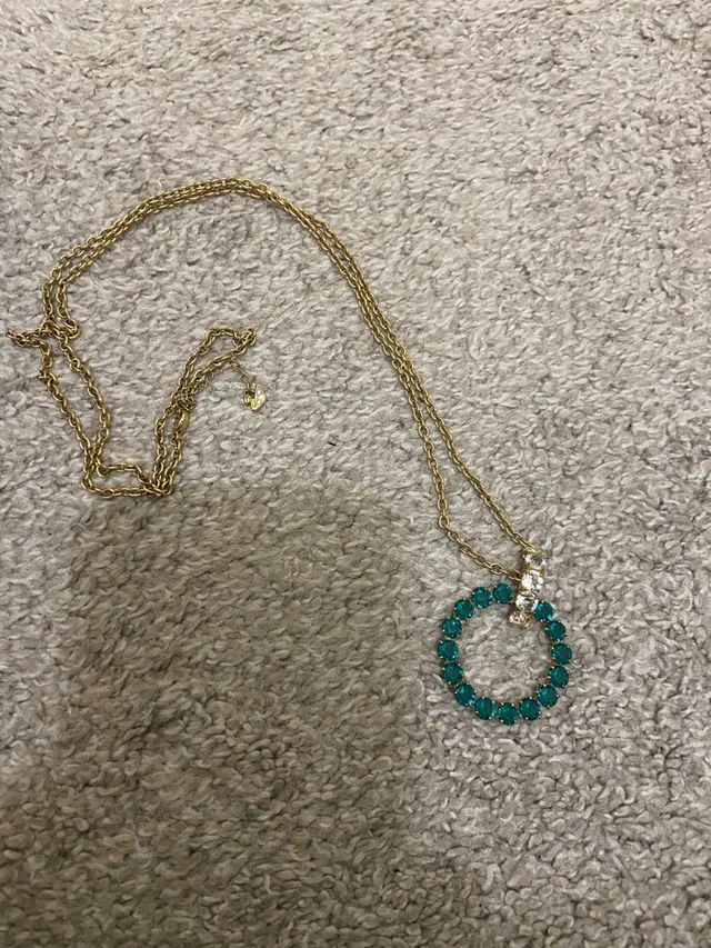 Swarovski Necklace With Emerald Crystal Circle Pendant in green|gold from Poshmark