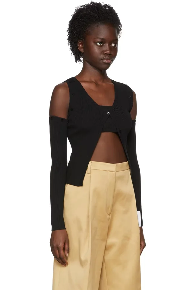 Rokh Black Viscose Cardigan & Tank Top Set, photo 2 of 2 from SSENSE