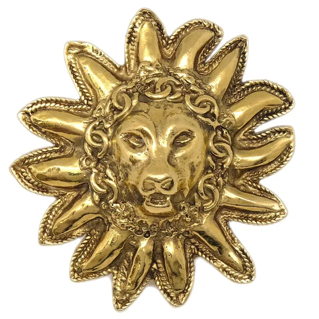 Chanel Lion Brooch Pin Gold 1133 in Gold from AMORE Vintage Tokyo