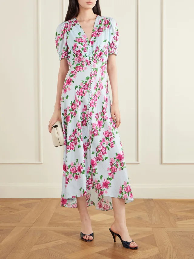SALONI Floral-print silk-satin midi dress, photo 2 of 2 from NET-A-PORTER (Canada)