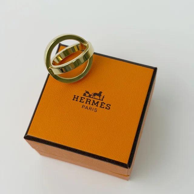 Hermès Circle Motif Scarf Ring Plated Gold Vintage in Gold from The Reluxe