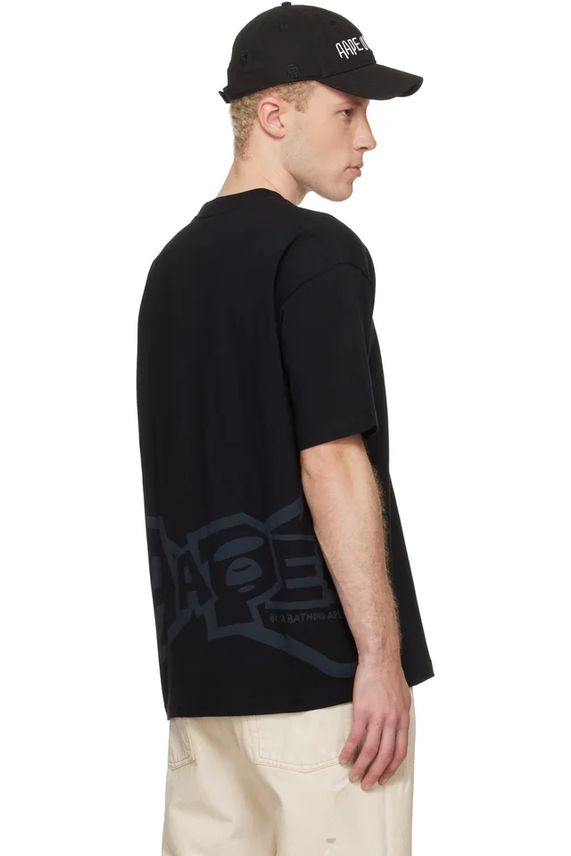 AAPE by A Bathing Ape Black 'AAPE' Theme Main T-shirt, photo 3 of 4 from SSENSE