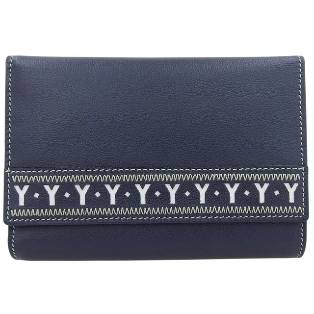Saint Laurent Y-Cut Wallet Navy in Navy Leather from VINTAGE QOO TOKYO