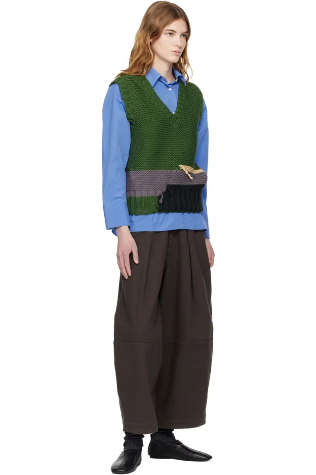 YMC Green Heidi Sweater Vest, photo 4 of 4 from SSENSE