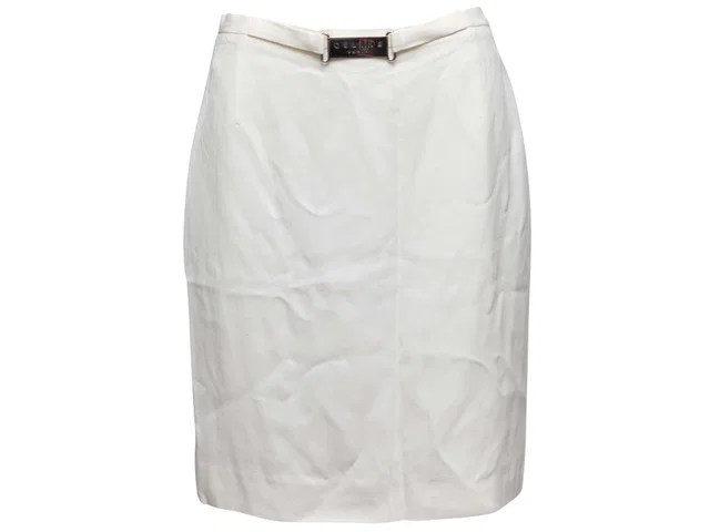White Celine Pencil Skirt Size FR 42 in White from Designer Revival