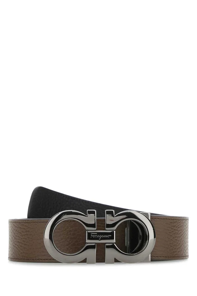Ferragamo Leather Gancini Buckle Belt — Brown in Brown Leather from HEWI