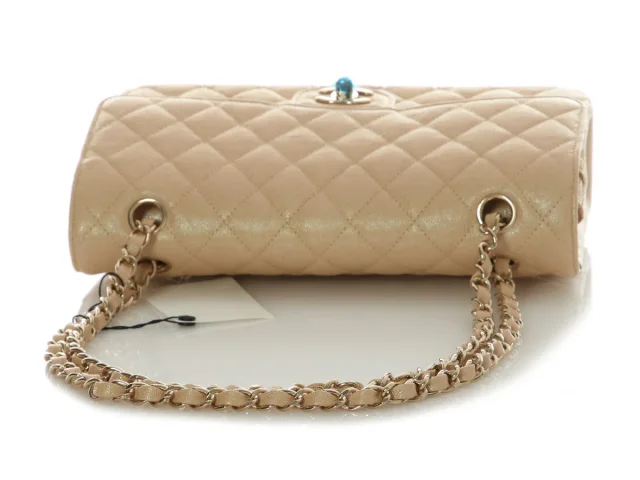 Chanel Medium/Large Iridescent Beige Quilted Caviar Classic Double Flap in Beige Caviar leather from Ann's Fabulous Finds, photo 8 of 10