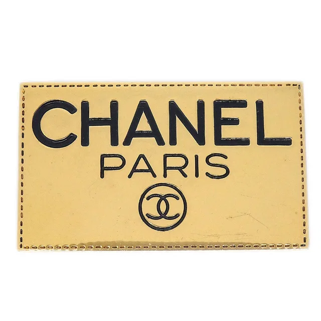 Chanel Plate Brooch Gold in Gold from AMORE Vintage Tokyo