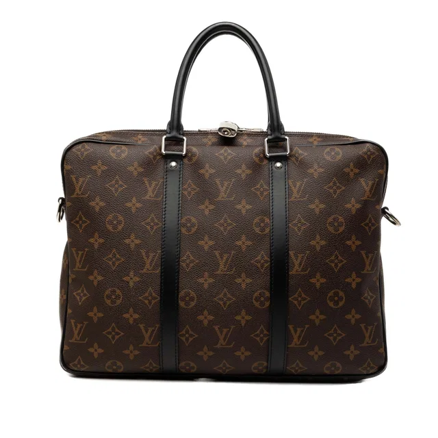Brown Louis Vuitton Monogram Macassar Porte Documents Jour Business Bag in Brown Coated canvas from Designer Revival