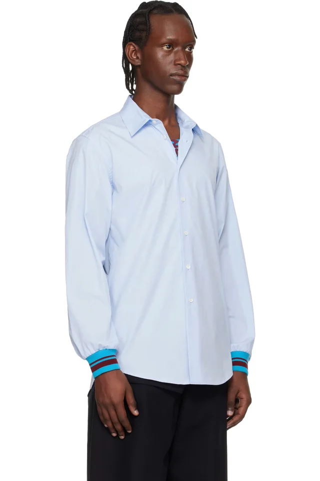 Dries Van Noten Blue Poplin Shirt, photo 2 of 4 from SSENSE