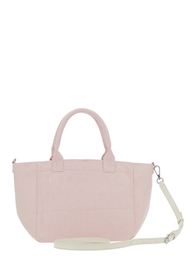 GANNI Pink Small Tote Bag with Raspberry Print and Logo Lettering on the Front in Cotton for Women in Pink, photo 7 of 10 from Gaudenzi Boutique