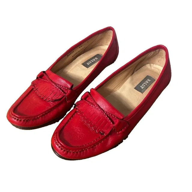 Bally Vintage Red Leather Driving Moccasins Fringe Retro City Sz 6.5 Margy Italy in red Leather from Poshmark