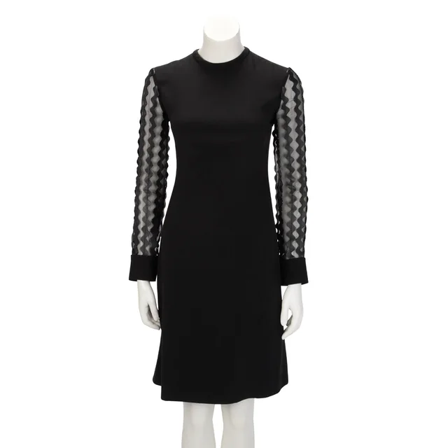 Louis Vuitton & Leather Ric Rac Dress FR 34 in Black Silk from Blue Spinach
