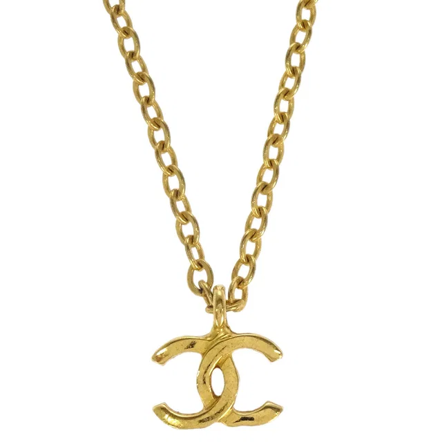 Chanel Gold CC Pendant Necklace 1982 in Gold from AMORE Vintage Tokyo