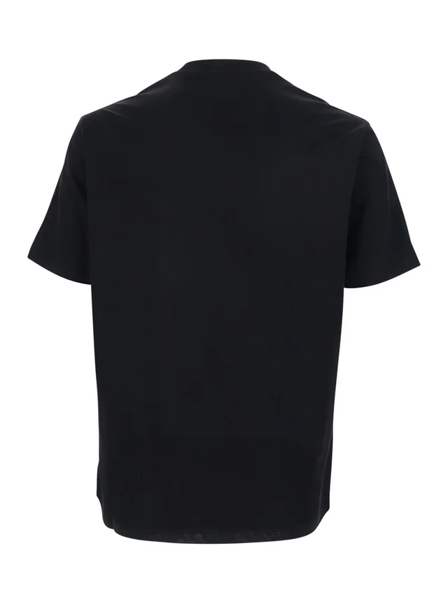Emporio armani Black Crew neck T-shirt with tone-on-tone logo on the front in cotton for men in Black 100% Cotton, photo 4 of 6 from Gaudenzi Boutique