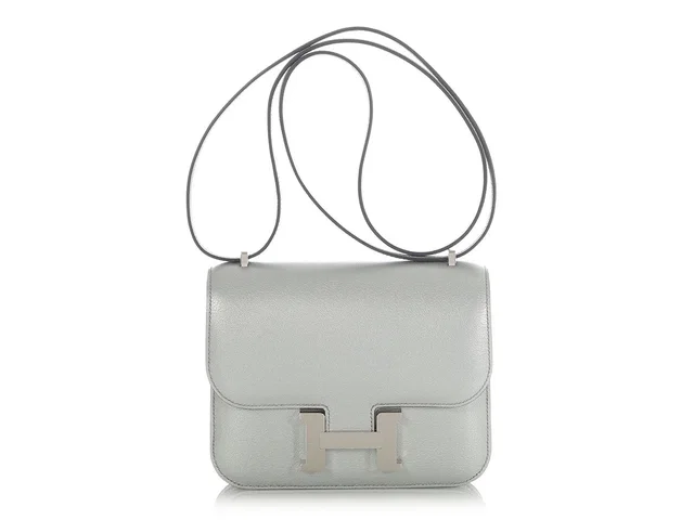 Hermès Argent Chèvre Chamkilight Constance 18 in Silver Goatskin from Ann's Fabulous Finds