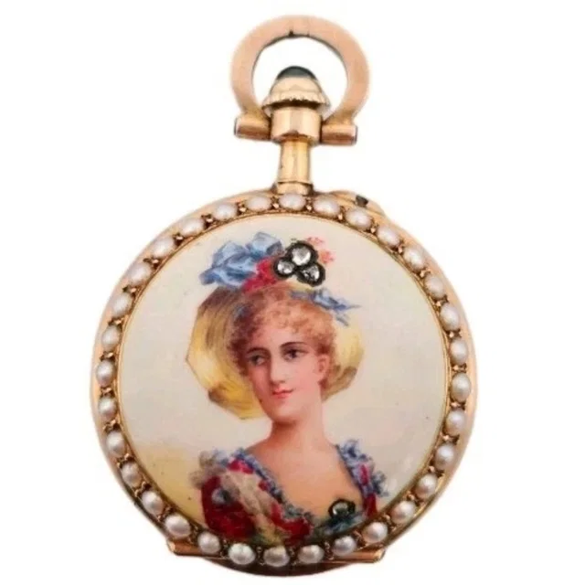 Longines Antique 18k Gold Diamond Pearl Enamel Pendant Pocket Watch- Estate in gold|white from Poshmark