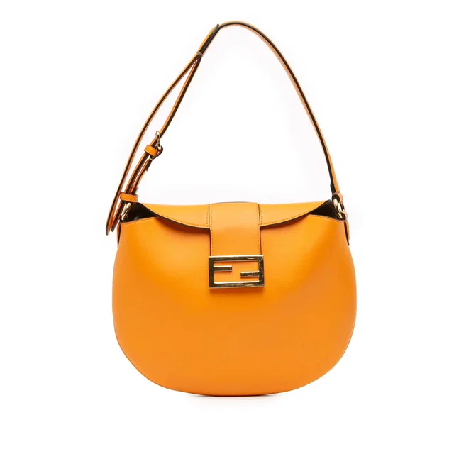 Orange Fendi Small Leather Croissant Hobo Bag in Orange Leather from Designer Revival