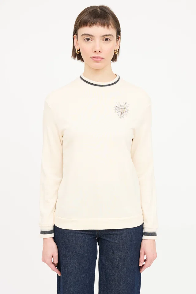 Brunello Cucinelli Cashmere Embellished Sweater in Cashmere from VSP Consignment