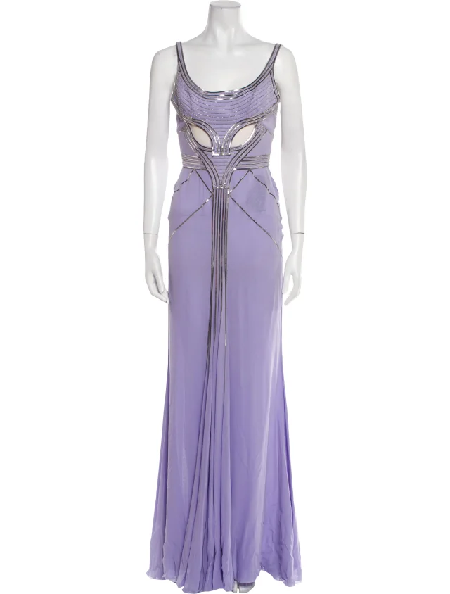 Versace Silk Long Dress in purple Silk from The RealReal