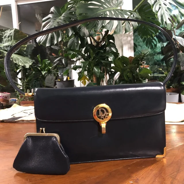 Dior Classic Black Leather Shoulder Bag With Coin Purse - Gold Hardware in black|gold Leather from Poshmark