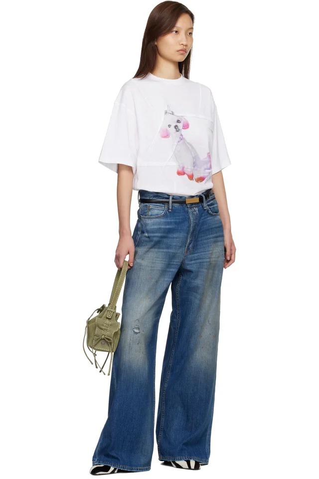 Acne Studios White Printed T-shirt, photo 5 of 5 from SSENSE