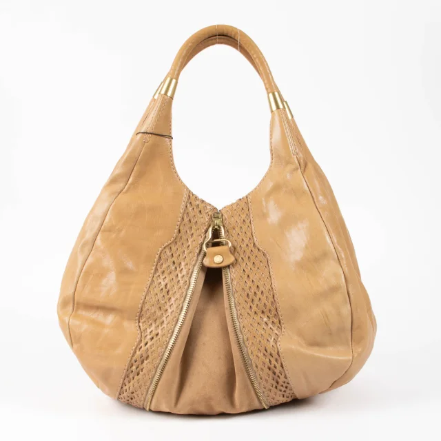 Jimmy Choo Camel Mandah Hobo Bag in Brown Leather from Labellov, photo 3 of 5