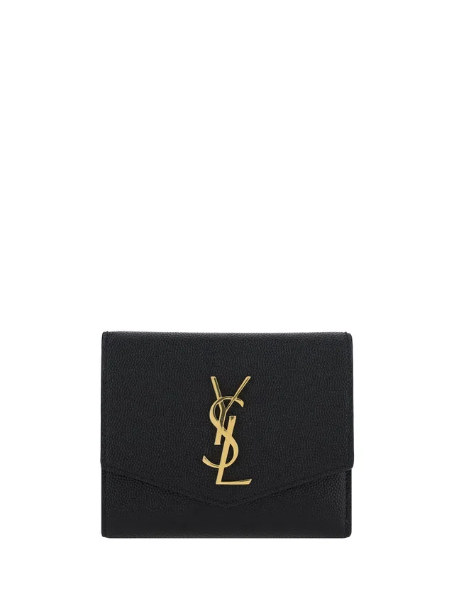 Calfskin With Signature Ysl Logo Wallet — Black Calf Leather Bos Taurus in Black Calfskin from HEWI