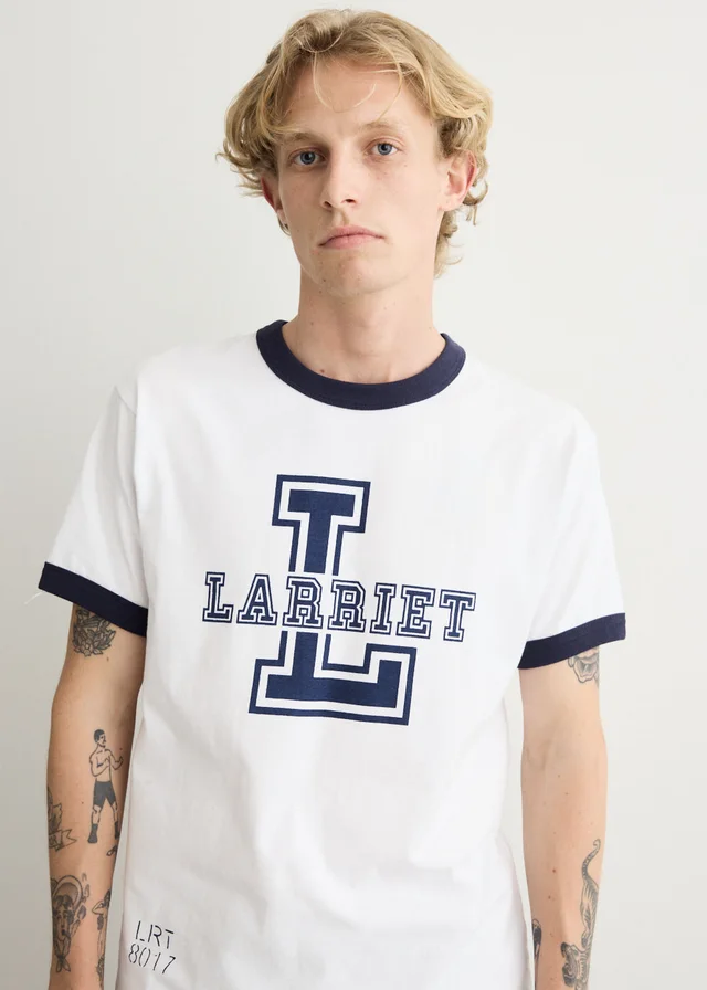 LARRIET Navy T-Shirt in White from Incu, photo 1 of 1