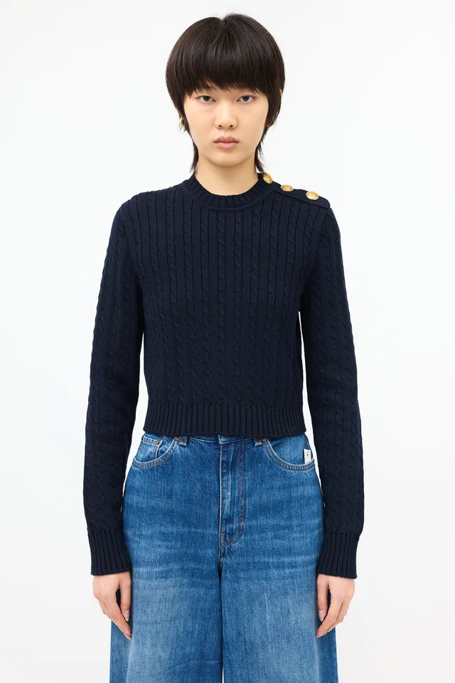 Chloé Cable Knit Cropped Sweater from VSP Consignment