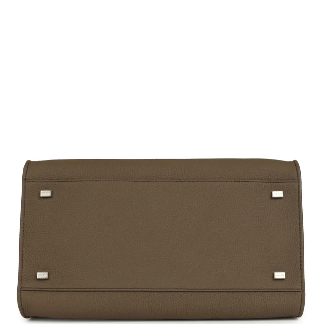 The Row Soft Margaux 12 Bag Smoked Taupe Calfskin Silver Hardware in Taupe Calfskin from Madison Avenue Couture, photo 7 of 12
