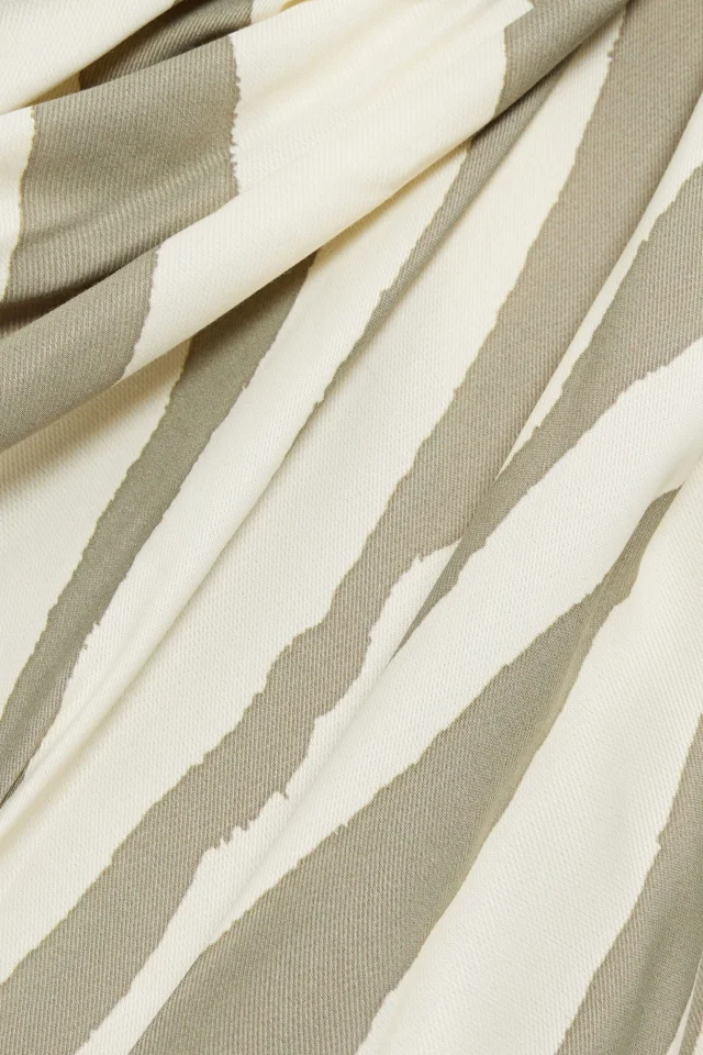 Balmain Zebra-Print Wrap-Effect Twill Midi Skirt in Stone, photo 4 of 4 from THE OUTNET