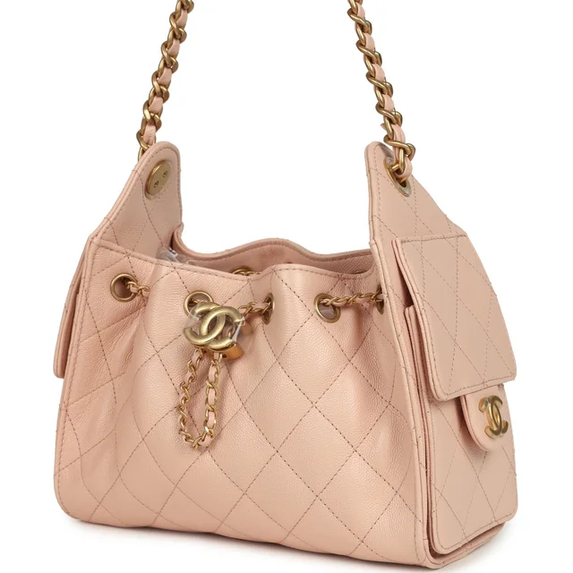 Chanel Mini 25 Hobo Bag Light Pink Caviar Antique Gold Hardware in Pink Caviar leather from Madison Avenue Couture, photo 2 of 2
