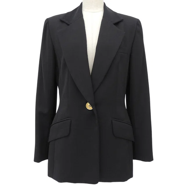 Dior Wool Logo Button Tailored Jacket Black in Black Wool from VINTAGE QOO TOKYO