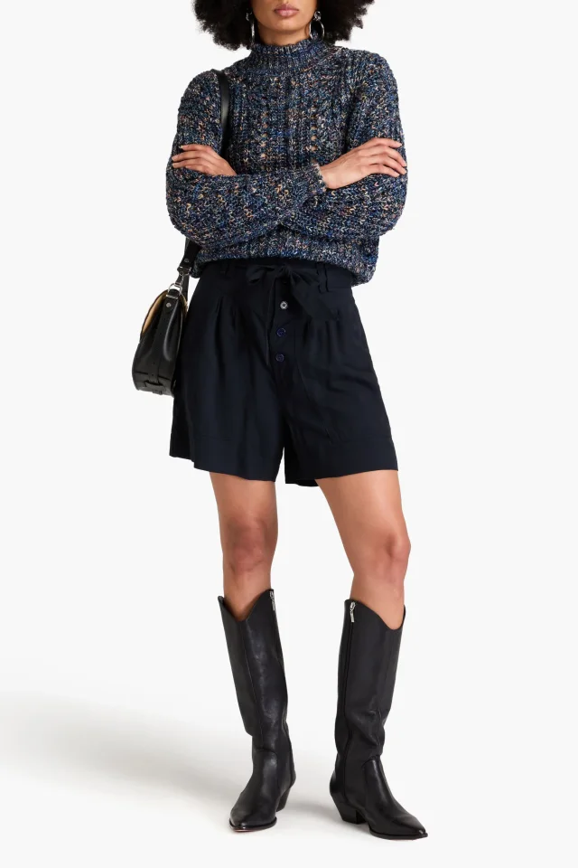 Marant Étoile Siflink Belted Lyocell-Blend Shorts in Blue, photo 2 of 4 from THE OUTNET