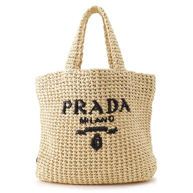 Prada Crochet Tote Bag Natural1BG422_2C2T_F0018_V_OOL Raffia Size Small in Raffia from GALLERY RARE