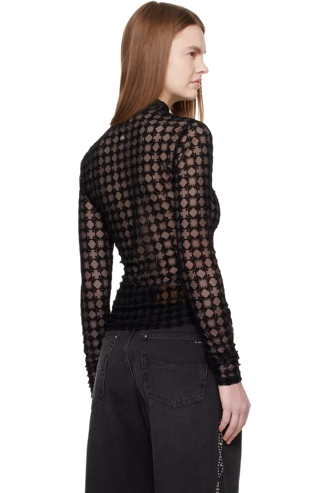 AMIRI Black MA Quad Flocked T-shirt, photo 3 of 4 from SSENSE