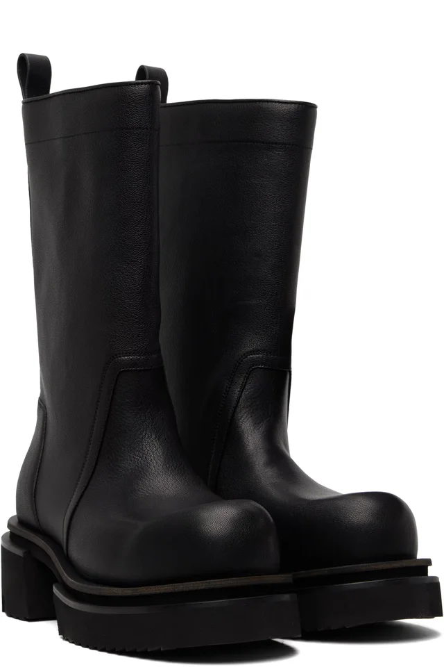 Rick Owens Black Temple Calf Pull On Bogun Boots, photo 4 of 5 from SSENSE